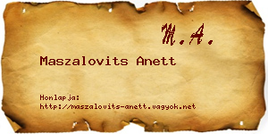 Maszalovits Anett névjegykártya